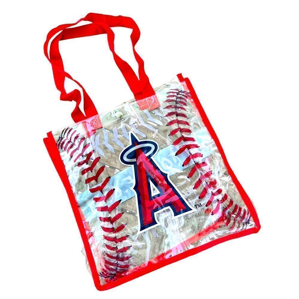 🌴 Los Angeles Angels Clear Stadium Tote Bag – Red Trim & Baseball Stitching